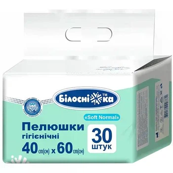 Пелюшки гігієнічні Білосніжка Soft Normal (40см х 60см) 30 шт