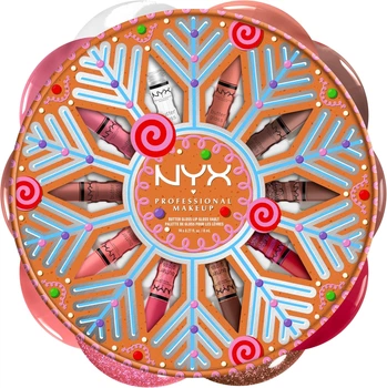 Zestaw błyszczyków do ust NYX Professional Makeup Holiday Butter Gloss Vault Creme Brulee + Praline + Angel Food Cake + Sugar Glass + Bit Of Honey + Ginger Snap + Funnel Cake + Candy Apple + Hustla + She Got Money 10 × 8 ml (800897274245)