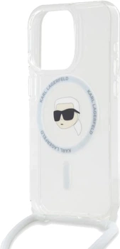 Панель Karl Lagerfeld Karl Head для Apple iPhone 16 Pro з MagSafe зі шнурком Transparent (3666339320546)