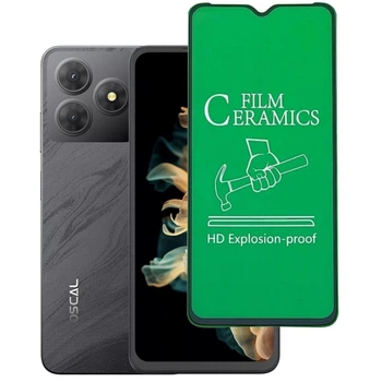 Защитное стекло-пленка Fiji Ceramics для Oscal Flat 2 / Flat 2C полная проклейка черный