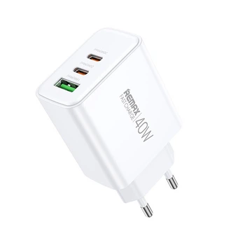 Мережевий зарядний пристрій Remax RP-U123 PD40W / 3A USB+2Type-C швидка зарядка White