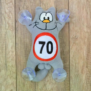 М'яка іграшка Baby Textile Кіт Саймон на присосках "70" ручна робота 26 см Сірий фліс 13713402