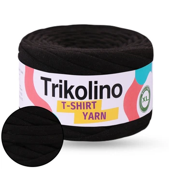 Трикотажна пряжа Trikolino 7-9mm XL, Чорний, 120м, для в'язання кошиків, килимків, сумок, косметичок, Тріколіно