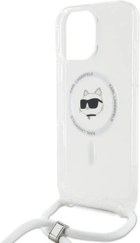 Панель Karl Lagerfeld Choupette Head для Apple iPhone 16 Pro з MagSafe зі шнурком Cord Transparent (3666339320584)