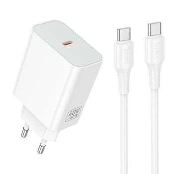 Зарядное устройство с быстрой зарядкой 40W и кабелем Type-C to Type-C HOME C162A 1Type-C Белый