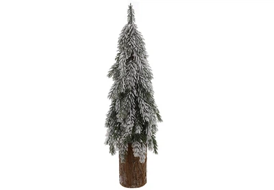 Елка декоративная заснеженная на деревянном пеньке, 18*18*57см (122-205)