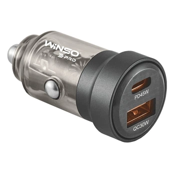 Автомобільний зарядний пристрій Winso Pro 75W 1xUSB-C+1xUSB-A Прозорий (223275)