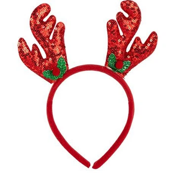 Ободок новогодний "Оленьи рожки" 2511(Red) 16,5х14,5 см