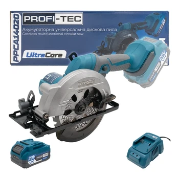 Акумуляторна універсальна дискова пила PROFI-TEC PPCA14020 UltraCore (1×PT2040VX (4.0 Аг), зарядний пристрій) (007956)