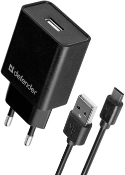 Сетевое зарядное устройство Defender UPC-11 1xUSB, 5V/2.1А с кабелем micro-USB (83556)