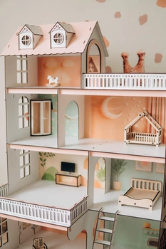 Ляльковий будинок Sunny Cottage дерев'яний з меблями Дитячий будиночок для ляльок барбі дівчаток lol Лайт