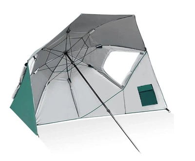 Пляжная зонт-палатка 2в1 Umbrella 2.1 м с окнами и чехлом, зеленая