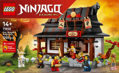 Zestaw klocków LEGO Ninjago Kuźnia Cztery Bronie — 15-lecie 1259 elementów (71858)