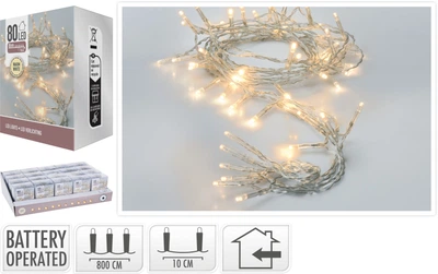 Світлодіодна гірлянда Christmas Decoration 80 LED 8.3 м на батарейках Теплий білий (AX9800180)