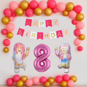 Фотозона З Кульок Роблокс Roblox Малинова Вечірка HAPPY BIRTHDAY (58 кульок)