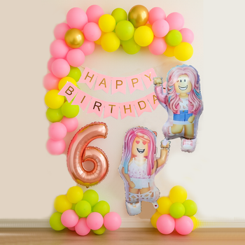 Фотозона Із Кульок Роблокс Roblox Girl Disco HAPPY BIRTHDAY ( 67 кульок)