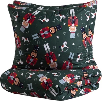 Комплект постільної білизни Homla Aitona Підковдра 200 x 220 см + 2 наволочки на подушки 70 x 80 см зі святковим візерунком зелений (5906496712982)