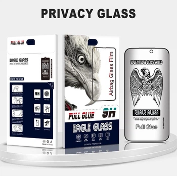 Скло антишпигун для iPhone 16 Privacy Eagle Glass з посиленою рамкою та повним покриттям