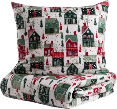 Komplet pościeli Homla Glora Poszewka na kołdrę 160 x 200 cm + 2 poszewki na poduszki 70 x 80 cm ze świątecznym wzorem Wielokolorowy (5906496700514)