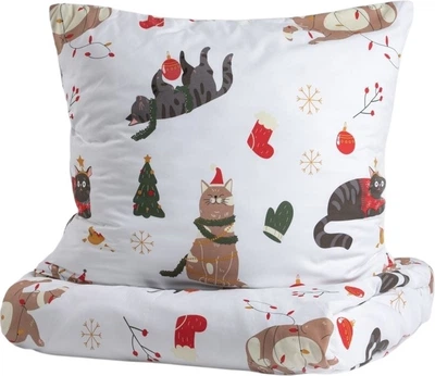 Комплект постільної білизни Homla Catness з візерунком Підковдра 140 x 200 см + 1 наволочка на подушку 70 x 80 см білий (5906496700354)