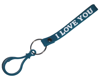 Брелок/браслет FROM FACTORY KMG I LOVE YOU с пластиковым карабином 16см Бирюзовый