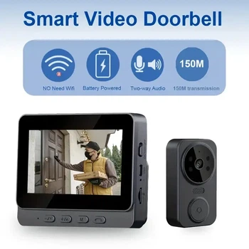 Відеодзвінок Smart Video Doorbell 480P з дисплеєм 4.3", нічним баченням та акумулятором