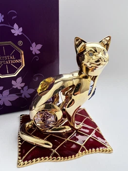 Фигурка Crystocraft со стразами Swarovski Кошка на подушке 8 см 160489