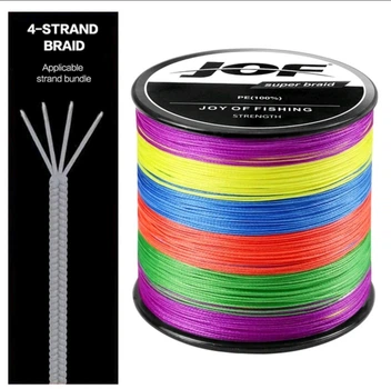 Плетений шнур для риболовлі JOF ×4 300м #2.0 0.23 мм 28 lb 12.7 kg multicolor