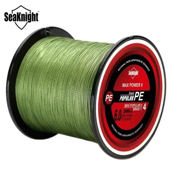 Плетеный шнур SeaKnight MAX POWER II PE 4X 300м 2# 0.234мм 30 lb 13.61kg Armygreen 0.234