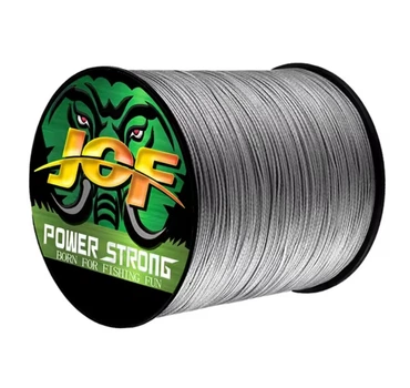 Шнур рибальський плетений чотирижильний JOF Power Strong ×4 300 м 1.0# 0.16 мм 20 lb 9.07 kg gray