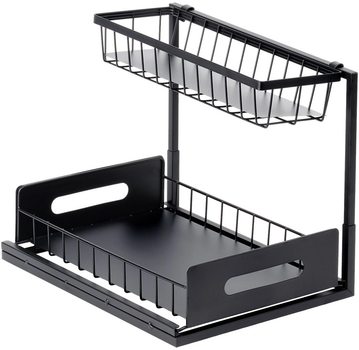 Półka kuchenna Vilde 229222 metalowa z wysuwaną szufladą 36 x 27 x 28.5 cm Czarna (5904316496807)