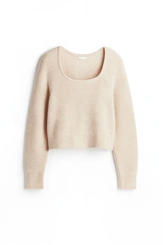 Укороченый свитер для бля беременных H&M 1241147002c48 M бежевый (100002617)