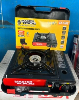 Портативная газовая плита MasterTool 2000Вт с адаптером для кемпинга и пикника газовая горелка цанговая (LIV-S_11C)