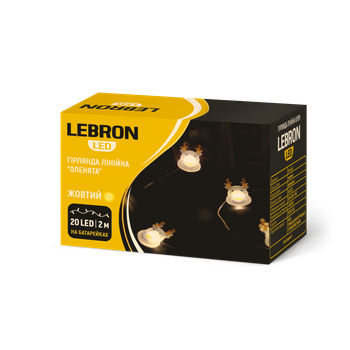 Гірлянда LED оленята 2м 20LED від батарейок 2*AA жовта Lebron (15-18-09)