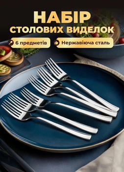 Набір столових виделок 6 штук 20.5 (см) Ding Lanfang виделки кухонні з нержавіючої сталі Срібло