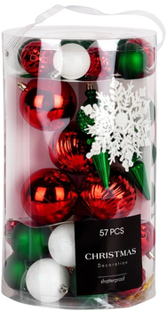 Набір ялинкових кульок Vilde 839482 ударостійкі 5 / 6 / 8 / 10 / 12 см 57 шт (8721037248006)