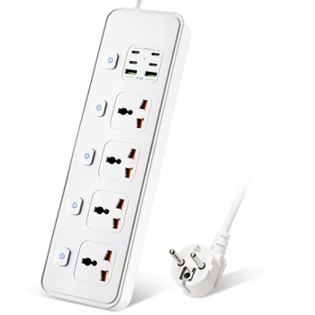 Мережевий фільтр BKL-24 13А 100-250V + 4 Type-C + 2 USB A на 4 розетки, білий