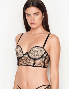 Бюстьє бюстгальтер Victoria’s Secret Чорний з бежевим 32D