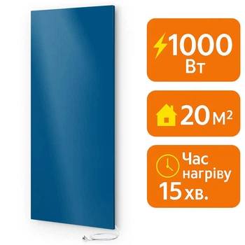 Электрический металлокерамический инфракрасный обогреватель UDEN-S 1000 Вт «Универсал» / экономичный настенный обогреватель для квартиры, дома, офиса Синий