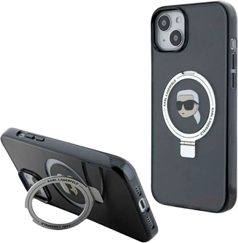 Панель Karl Lagerfeld Ring Stand Karl Head MagSafe для Apple iPhone 15/14/13 Black (KLHMP15SHMRSKHK)