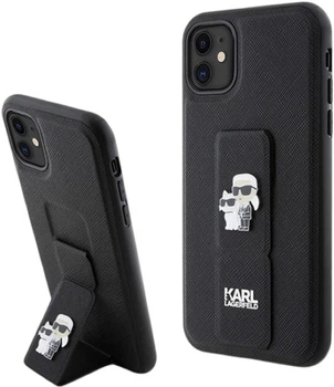 Панель Karl Lagerfeld Gripstand Saffiano Karl&Choupette Pin для Apple iPhone 15/14/13 Black (KLHCP15SGSAKCPK)