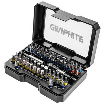 Біти GRAPHITE, набір 60шт, магнітні подовжувачі 2шт, SL,PH,PZ,H,TX,TT, 25мм, кейс (00124173)
