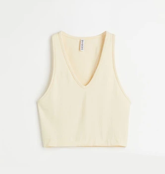 Кроп топ з бавовни H&M 1026366001c68 S жовтий (100014047)