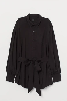 Рубашка вискозная с поясом для женщины H&M Divided 0885543-003 S Черный