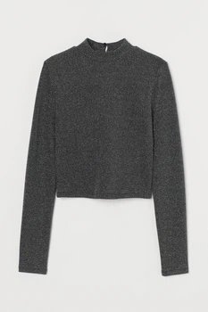 Топ из блестящего трикотажа для женщины H&M Divided 0931444-002 XS Черный