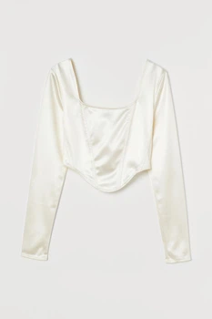 Топ з блискучого трикотажу для жінки H&M Divided 0949232-003 L молочний
