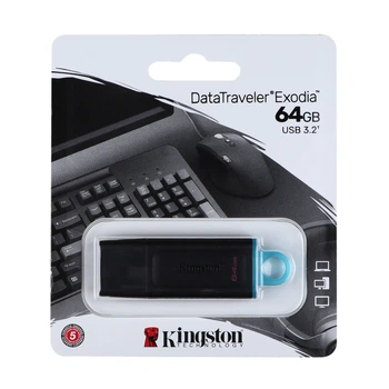 USB флеш-накопичувач 3.2 Kingston DataTraveler Exodia 64GB Колір Чорно-Бірюзовий