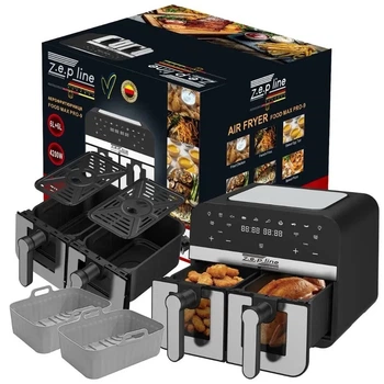 Аерофритюрниця Zepline ZP-0218 12 л (2×6 л) 4200 Вт, двокамерна мультипіч без олії, аерогриль з грилем та таймером