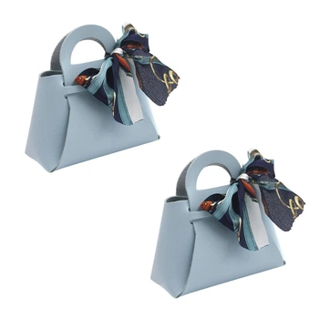 Подарочная сумочка с бантом GiftBag, голубая, 2 штуки