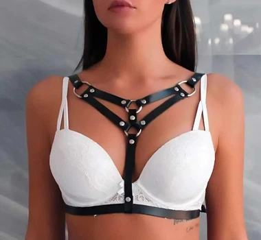 Черный портупей из экокожи XS-M Черный